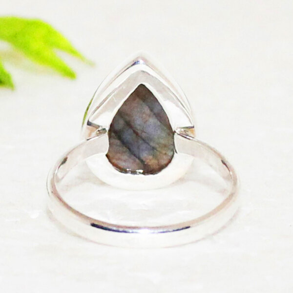 925 Sterling Silver Labradorite Ring Handmade Jewelry Gemstone Birthstone Ring back picture