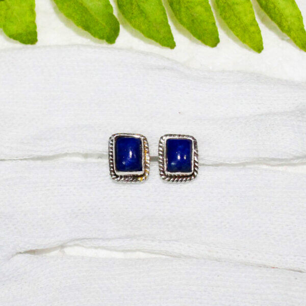 925 Sterling Silver Lapis Earrings Handmade Jewelry Gemstone Birthstone Earrings hand picture