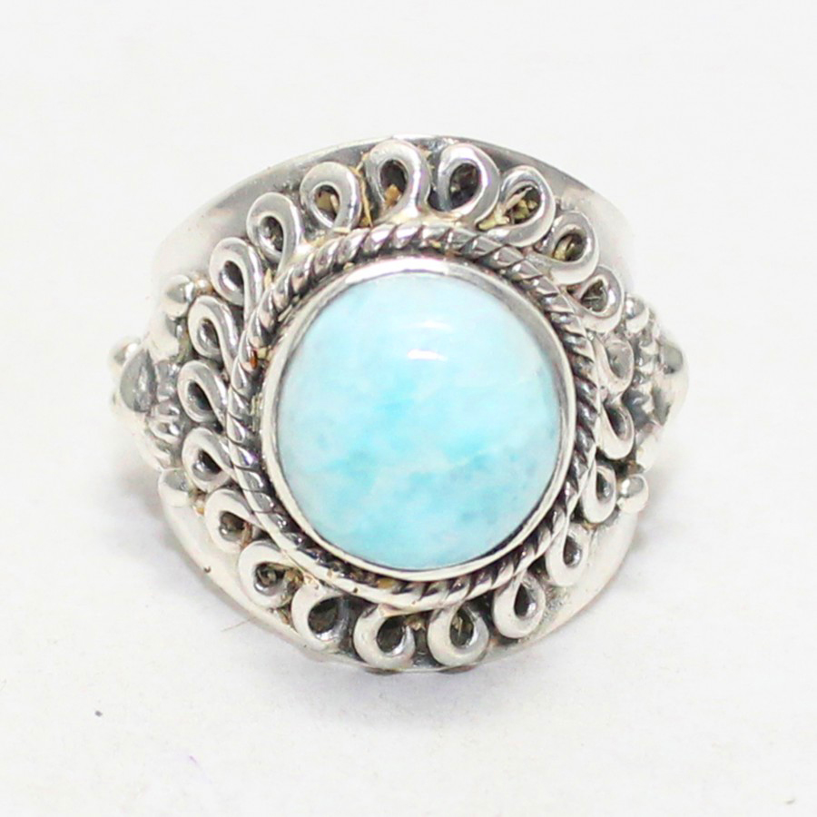 925 Sterling Silver Larimar Ring, Handmade Jewelry, Gemstone Birthstone Ring, Gift For Women