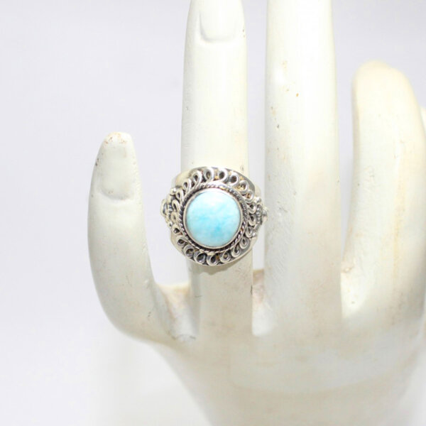 925 Sterling Silver Larimar Ring Handmade Jewelry Gemstone Birthstone Ring hand picture