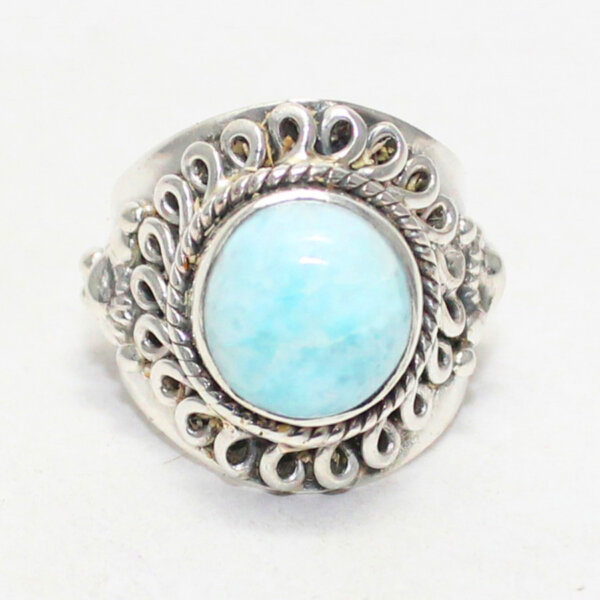 925 Sterling Silver Larimar Ring Handmade Jewelry Gemstone Birthstone Ring front picture