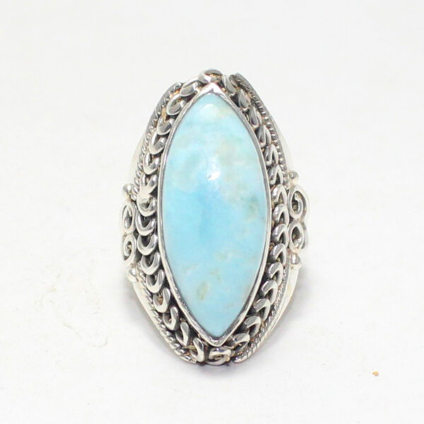 925 Sterling Silver Larimar Ring Handmade Jewelry Gemstone Birthstone Ring front picture