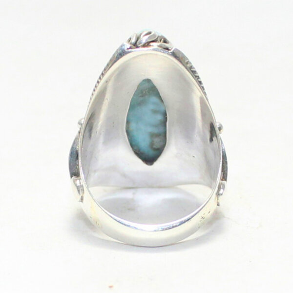 925 Sterling Silver Larimar Ring Handmade Jewelry Gemstone Birthstone Ring back picture