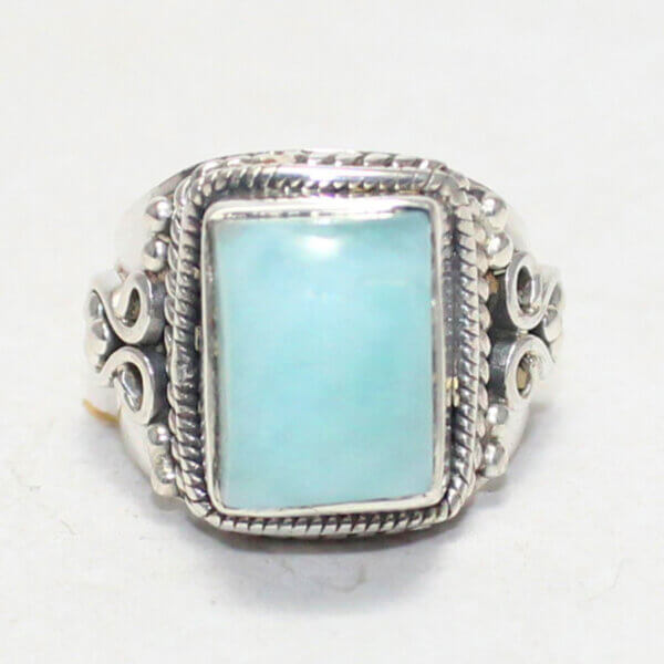 925 Sterling Silver Larimar Ring Handmade Jewelry Gemstone Birthstone Ring front picture