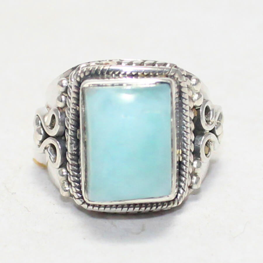 925 Sterling Silver Larimar Ring, Handmade Jewelry, Gemstone Birthstone Ring, Gift For Women