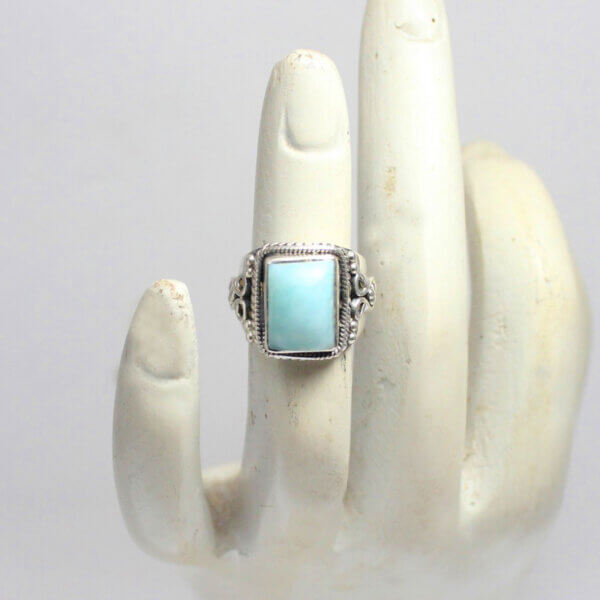 925 Sterling Silver Larimar Ring Handmade Jewelry Gemstone Birthstone Ring hand picture