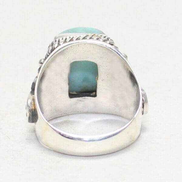 925 Sterling Silver Larimar Ring Handmade Jewelry Gemstone Birthstone Ring back picture