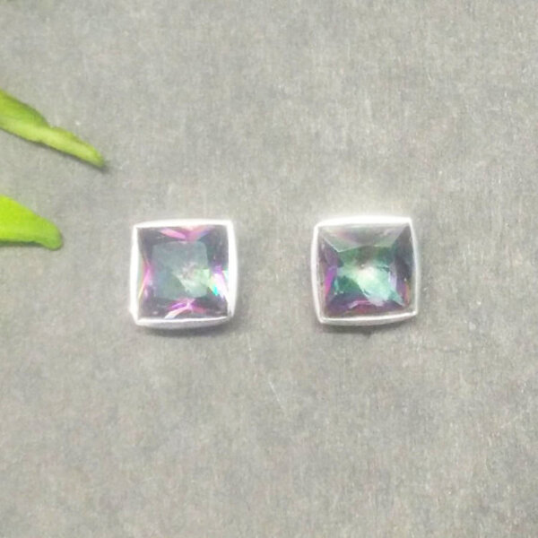 925 Sterling Silver Mystic Topaz Earrings Handmade Jewelry Gemstone Birthstone Earrings front picture