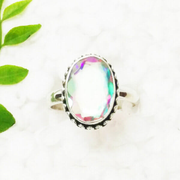 925 Sterling Silver Mystic Topaz Ring Handmade Jewelry Gemstone Birthstone Ring front picture