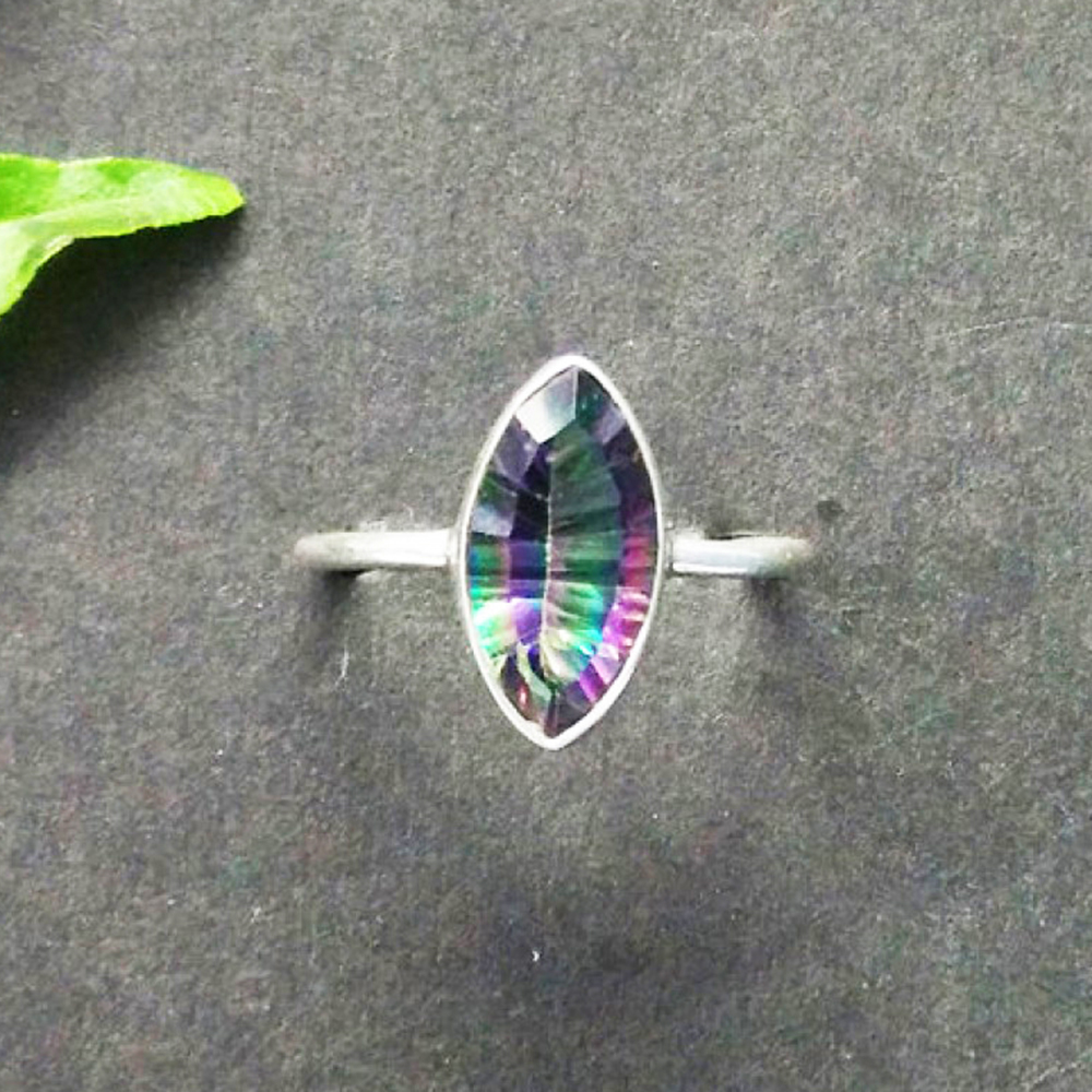 925 Sterling Silver Mystic Topaz Ring, Handmade Jewelry, Gemstone Birthstone Jewelry, Gift For Women