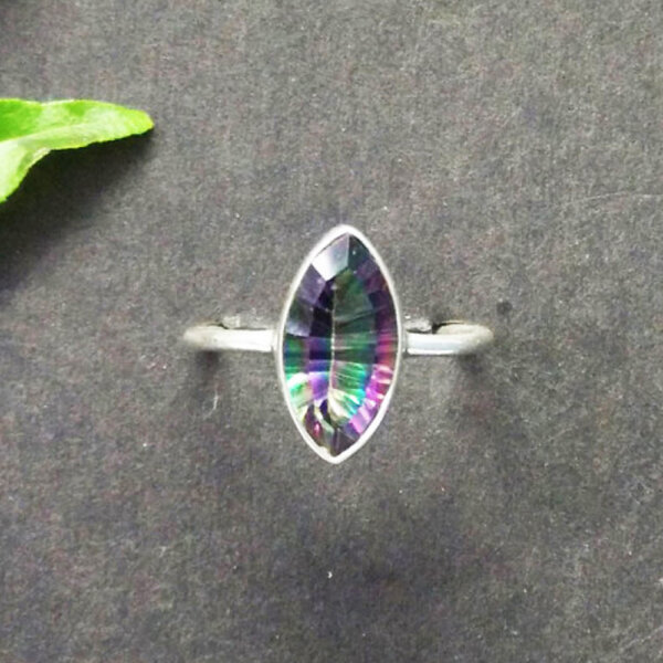 925 Sterling Silver Mystic Topaz Ring Handmade Jewelry Gemstone Birthstone Ring front picture