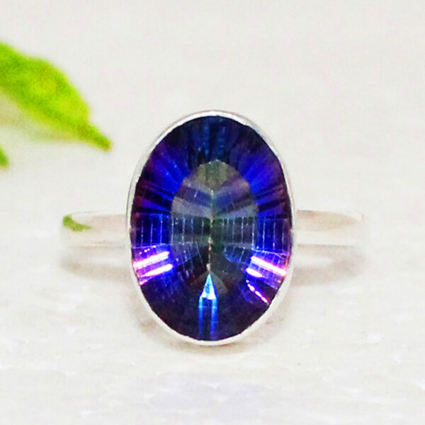 925 Sterling Silver Mystic Topaz Ring Handmade Jewelry Gemstone Birthstone Ring front picture