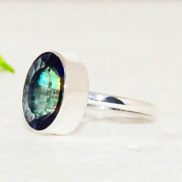 925 Sterling Silver Mystic Topaz Ring Handmade Jewelry Gemstone Birthstone Ring side picture