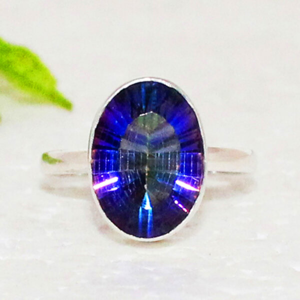 925 Sterling Silver Mystic Topaz Ring Handmade Jewelry Gemstone Birthstone Ring front picture