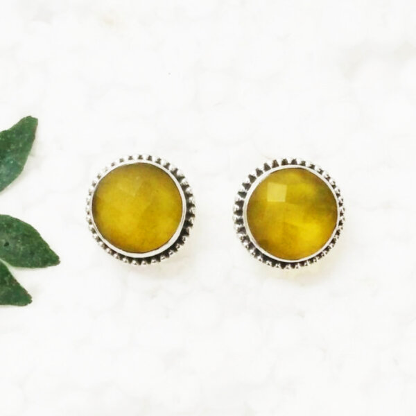 925 Sterling Silver Yellow Onyx Earrings Handmade Jewelry Gemstone Birthstone Earrings front picture