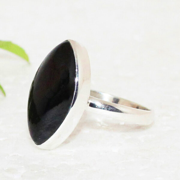 925 Sterling Silver Black Onyx Ring Handmade Jewelry Gemstone Birthstone Ring side picture