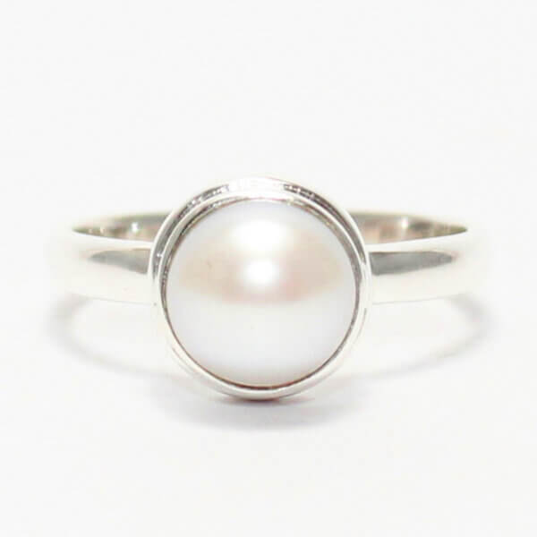 925 Sterling Silver Pearl Ring Handmade Jewelry Gemstone Birthstone Ring front picture