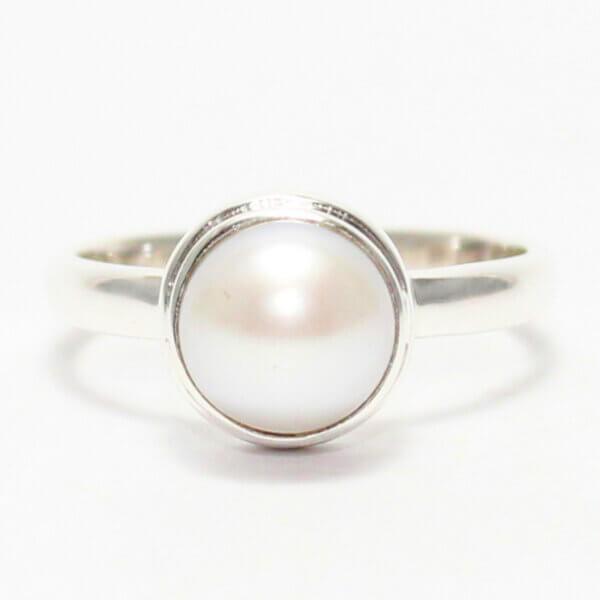 925 Sterling Silver Pearl Ring Handmade Jewelry Gemstone Birthstone Ring front picture