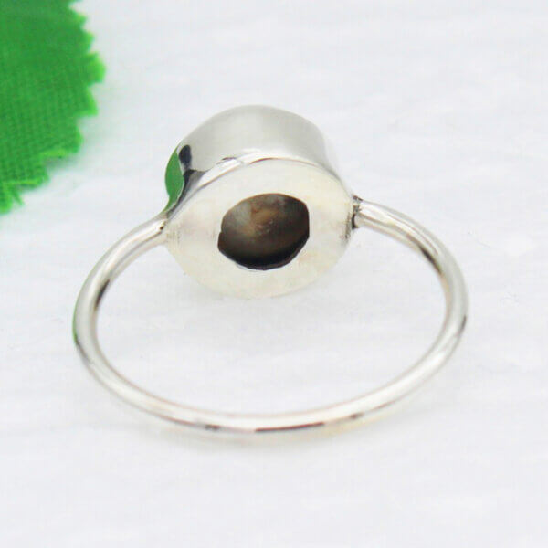 925 Sterling Silver Pearl Ring Handmade Jewelry Gemstone Birthstone Ring back picture