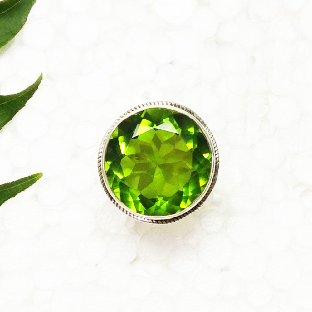 925 Sterling Silver Peridot Ring, Handmade Jewelry, Gemstone Birthstone Jewelry, Gift For Her