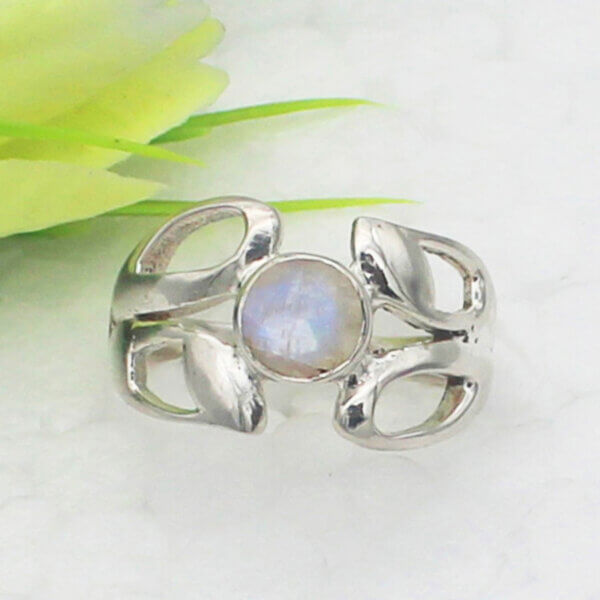 925 Sterling Silver Rainbow Moonstone Ring Handmade Jewelry Gemstone Birthstone Ring front picture