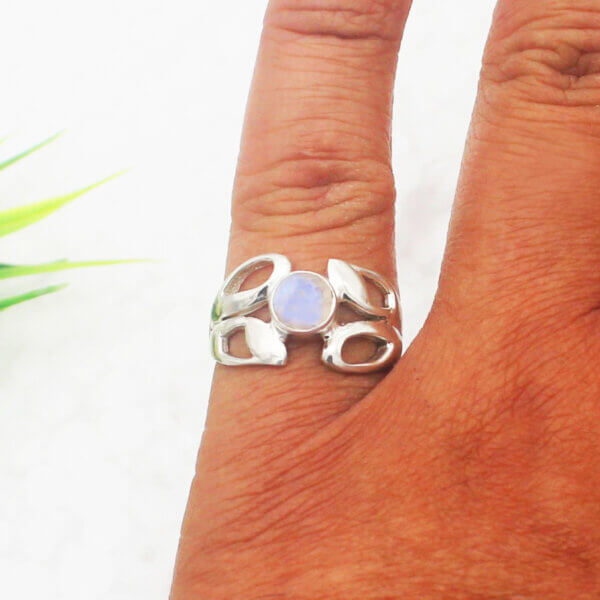 925 Sterling Silver Rainbow Moonstone Ring Handmade Jewelry Gemstone Birthstone Ring hand picture