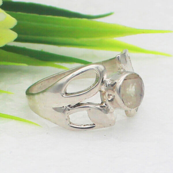 925 Sterling Silver Rainbow Moonstone Ring Handmade Jewelry Gemstone Birthstone Ring side picture