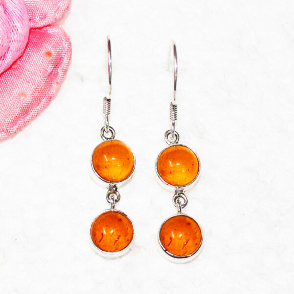 925 Sterling Silver Amber Earrings Handmade Jewelry Gemstone Birthstone Earrings front picture