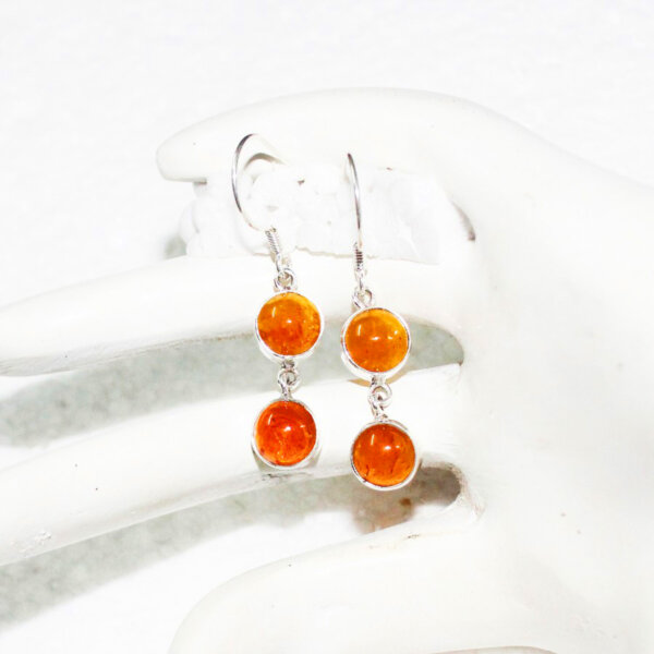 925 Sterling Silver Amber Earrings Handmade Jewelry Gemstone Birthstone Earrings hand picture