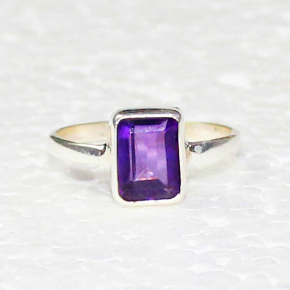 925 Sterling Silver Amethyst Ring, Handmade Jewelry, Gemstone Birthstone Ring, Gift For Women