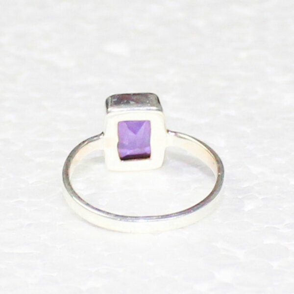 925 Sterling Silver Amethyst Ring Handmade Jewelry Gemstone Birthstone Ring back picture