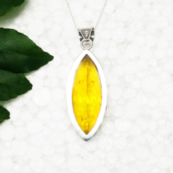 925 Sterling Silver Citrine Necklace Handmade Jewelry Gemstone Birthstone Pendant back picture