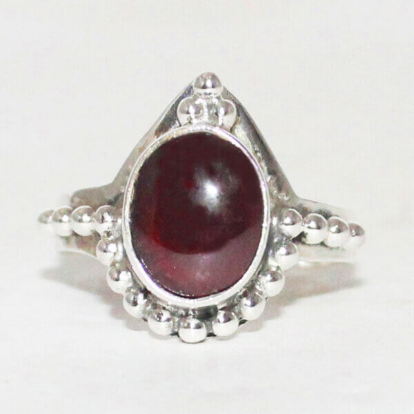 925 Sterling Silver Garnet Ring Handmade Jewelry Gemstone Birthstone Ring front picture