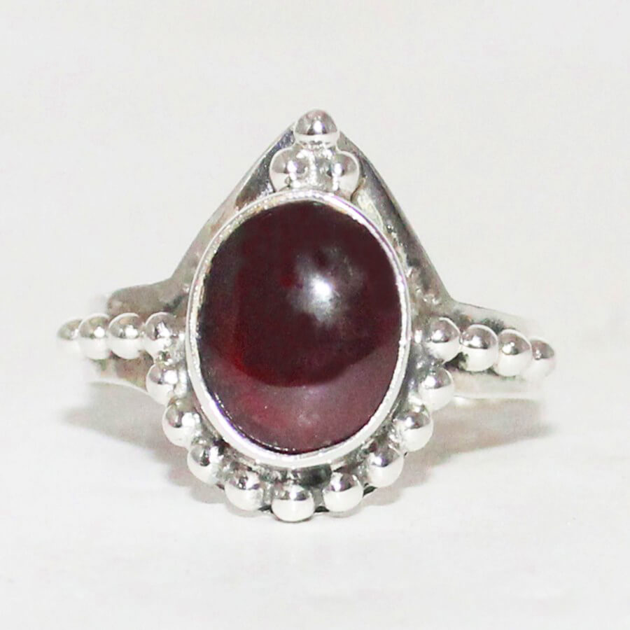 925 Sterling Silver Garnet Ring, Handmade Jewelry, Gemstone Birthstone Ring, Gift For Her