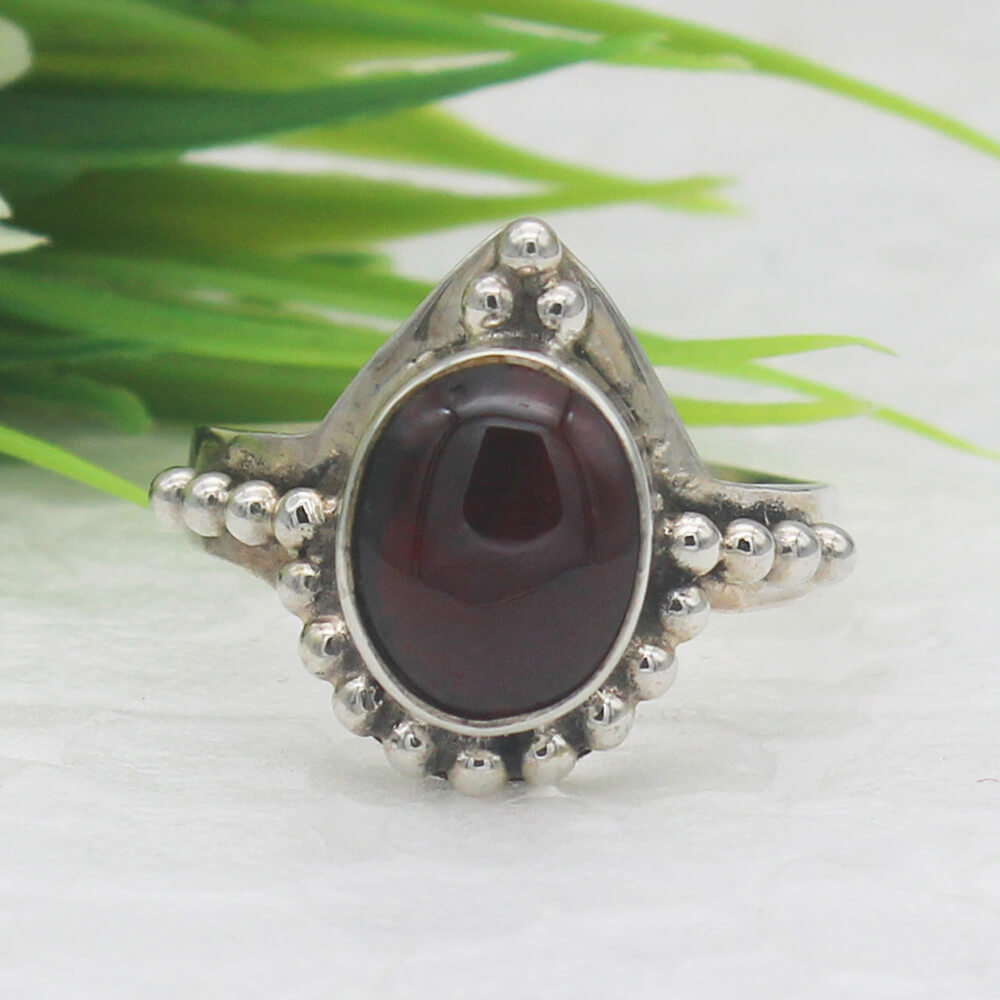 925 Sterling Silver Garnet Ring, Handmade Jewelry, Gemstone Birthstone Ring, Gift For Her