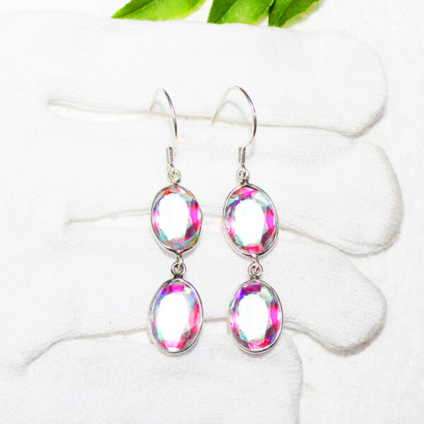 925 Sterling Silver Mystic Topaz Earrings Handmade Jewelry Gemstone Birthstone Earrings hand picture