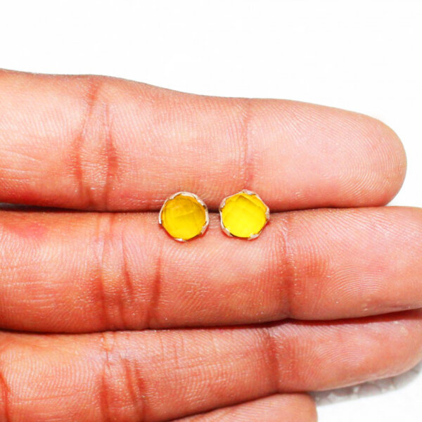 925 Sterling Silver Yellow Onyx Earrings Handmade Jewelry Gemstone Birthstone Earrings hand picture