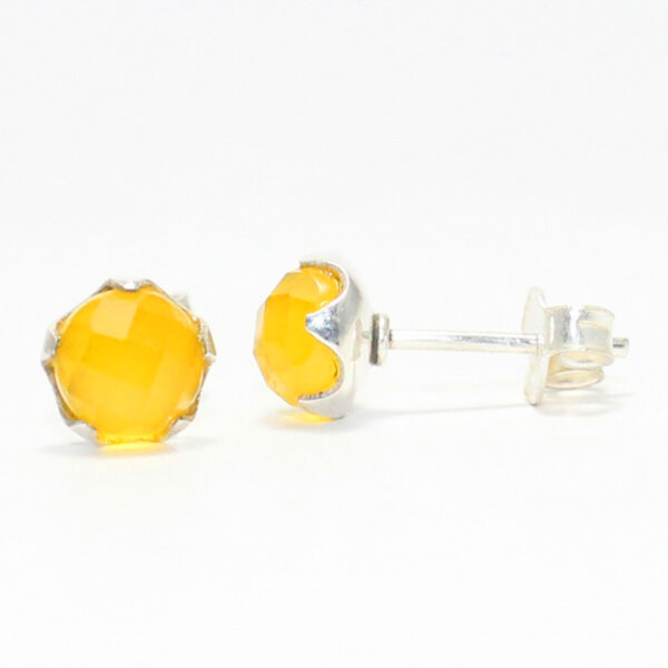 925 Sterling Silver Yellow Onyx Earrings Handmade Jewelry Gemstone Birthstone Earrings side picture