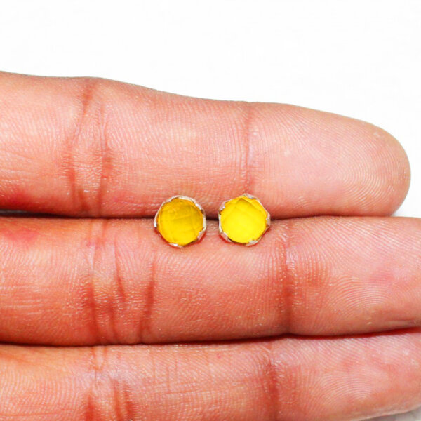 925 Sterling Silver Yellow Onyx Earrings Handmade Jewelry Gemstone Birthstone Earrings hand picture