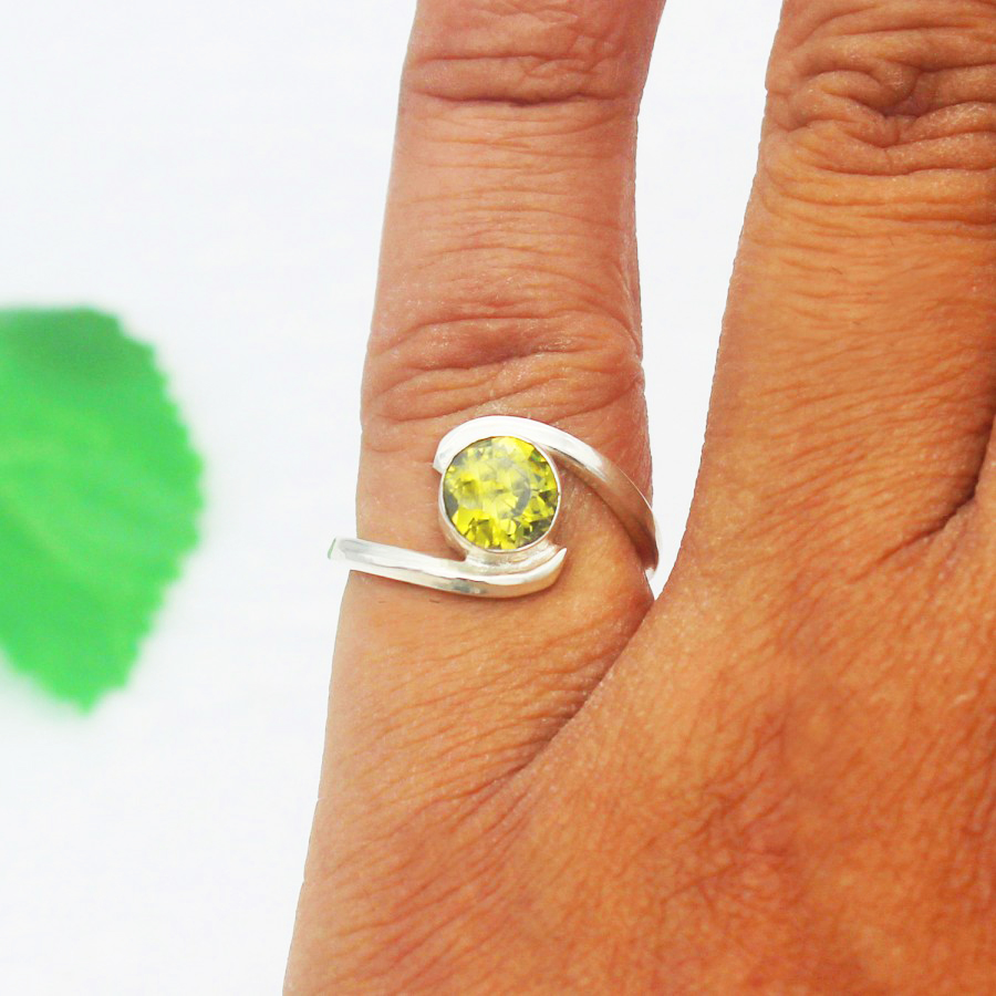 925 Sterling Silver Peridot Ring, Handmade Jewelry, Gemstone Birthstone Jewelry, Gift For Her