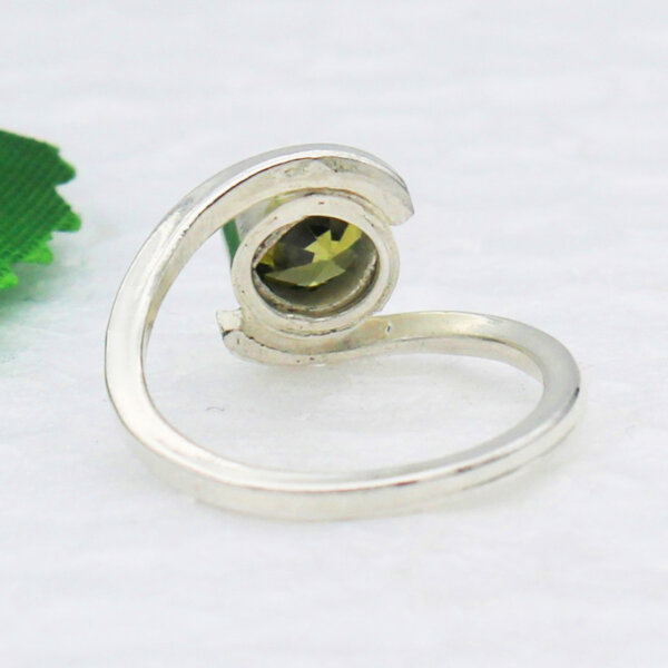 925 Sterling Silver Peridot Ring Handmade Jewelry Gemstone Birthstone Ring back picture