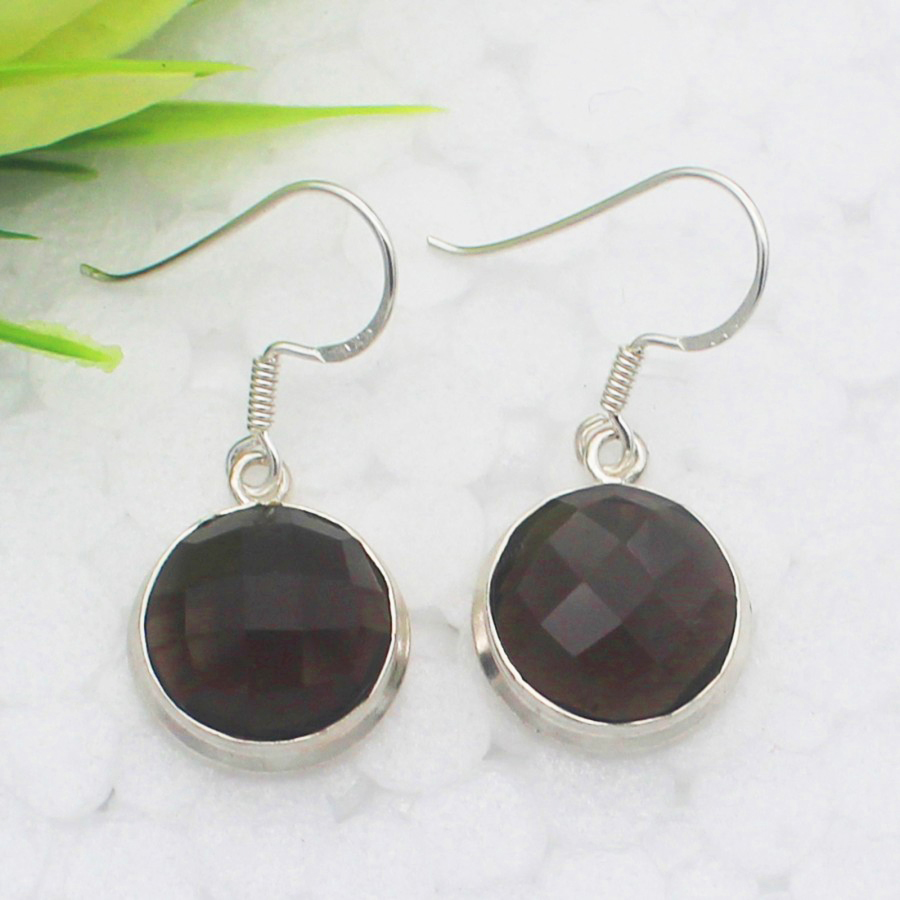 925 Sterling Silver Smoky Quartz Earrings, Handmade Birthstone Jewelry, Silver Earrings Dangle, Gift For Women