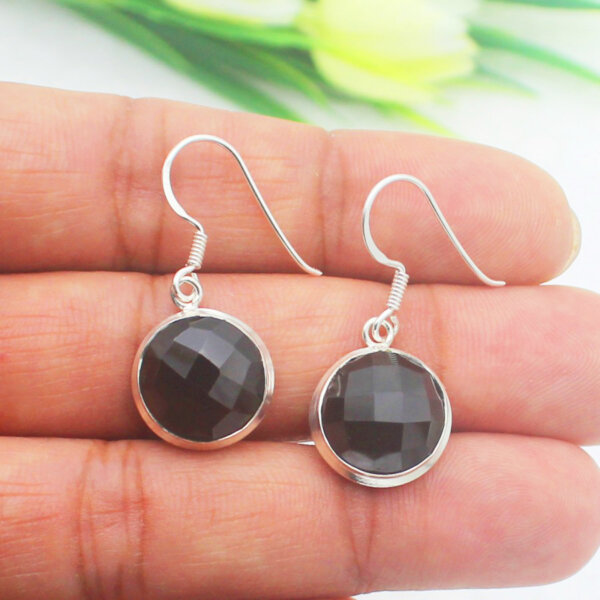 925 Sterling Silver Smoky Quartz Earrings Handmade Jewelry Gemstone Birthstone Earrings hand picture