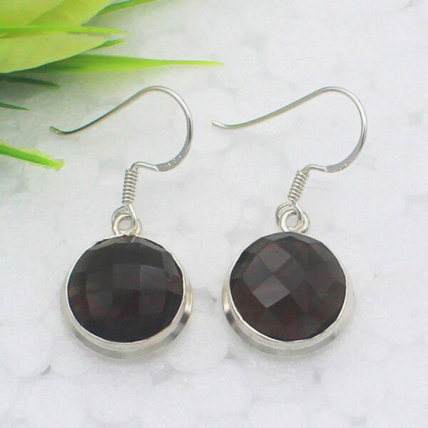 925 Sterling Silver Smoky Quartz Earrings Handmade Jewelry Gemstone Birthstone Earrings front picture