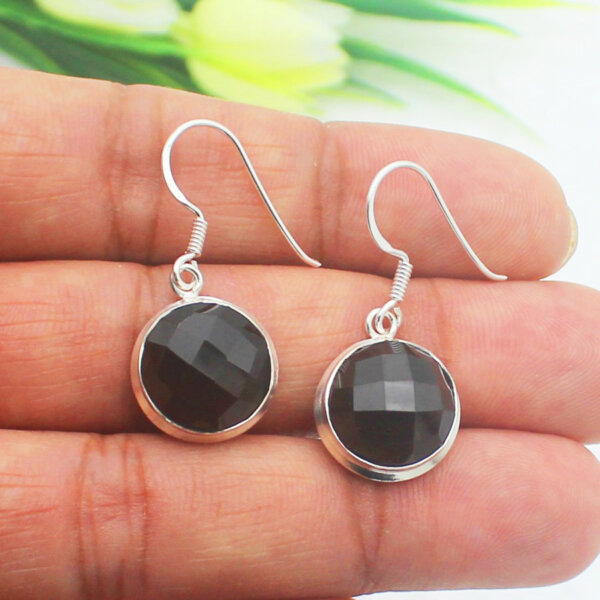 925 Sterling Silver Smoky Quartz Earrings Handmade Jewelry Gemstone Birthstone Earrings hand picture