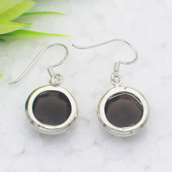 925 Sterling Silver Smoky Quartz Earrings Handmade Jewelry Gemstone Birthstone Earrings back picture