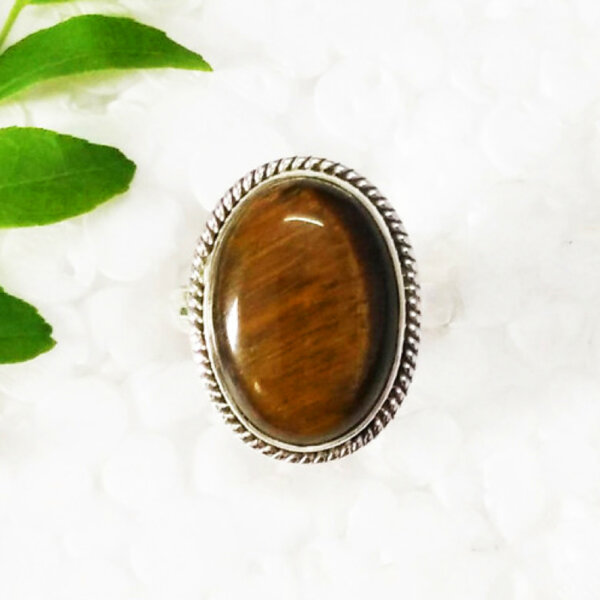 925 Sterling Silver Tiger Eye Ring Handmade Jewelry Gemstone Birthstone Ring front picture