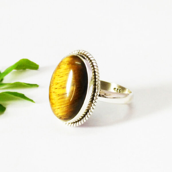 925 Sterling Silver Tiger Eye Ring Handmade Jewelry Gemstone Birthstone Ring side picture