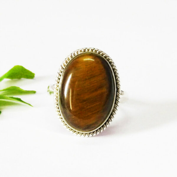 925 Sterling Silver Tiger Eye Ring Handmade Jewelry Gemstone Birthstone Ring front picture