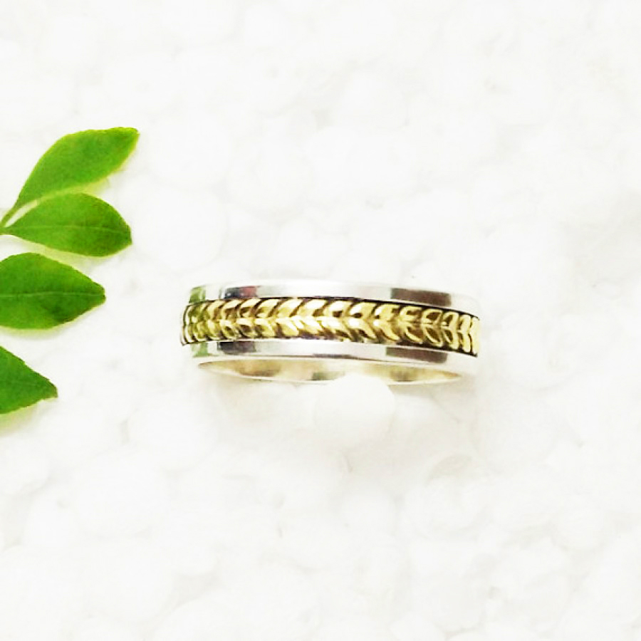 925 Sterling Silver Two Tone Ring band, Artisan Handmade Jewelry, Fashion Jewelry, Gift For Women